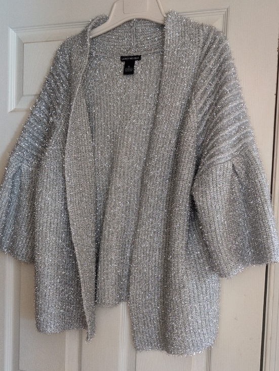 Lauren Michelle Sweaters - Lauren Michelle Silver Sparkle Open-Front Cardigan